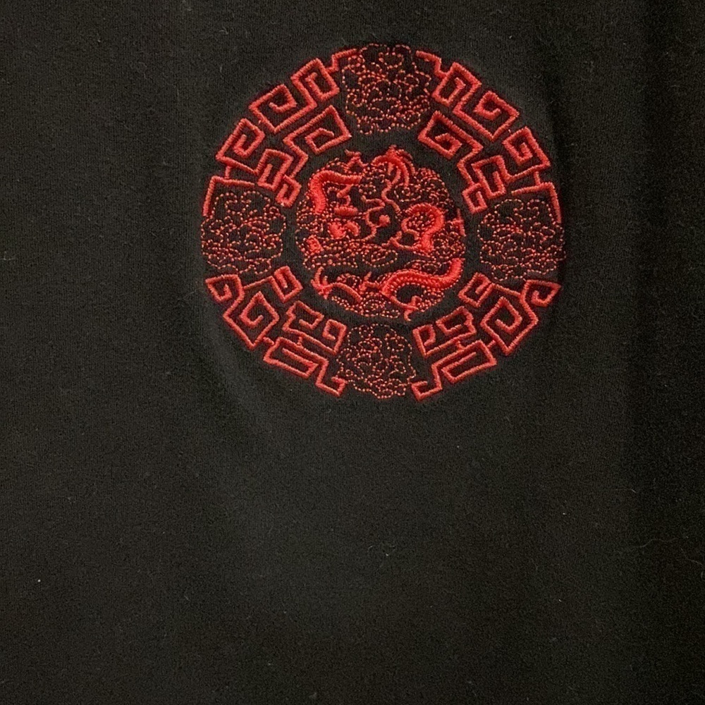 Vintage Y2K Asian Style Baby Tee Red and Black Knotted Buttons Size Small - Picture 2 of 5